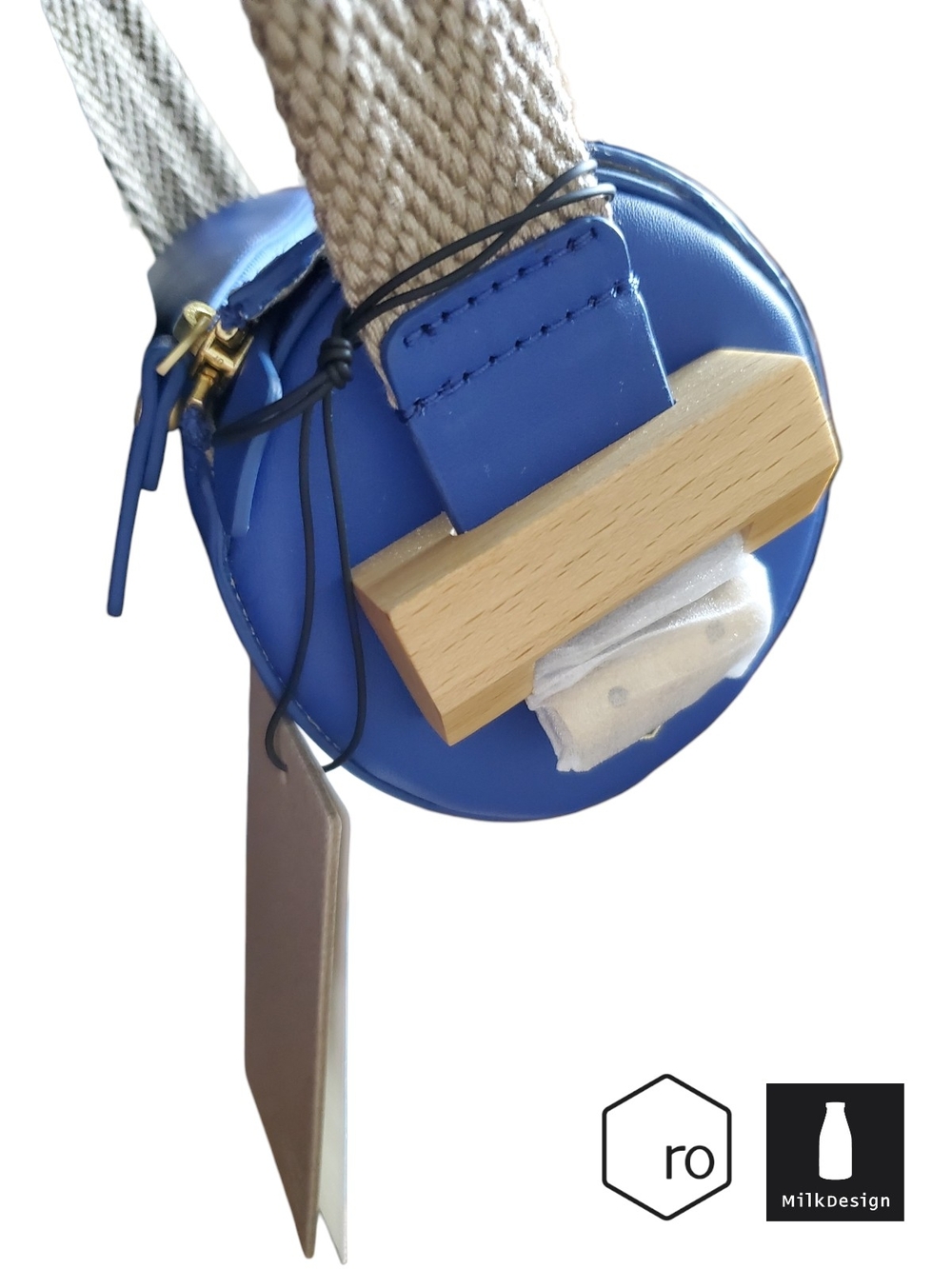 RO Bags x Milk Design Buckle Up Mini Cylinder Bag - Blue Leather NWT/Tags - Picture 16 of 17